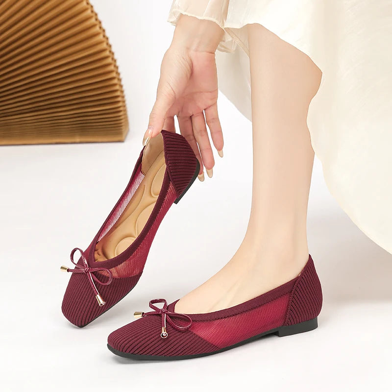 Die Conforta Tokyo Square Knit Flats (Absatz 0 cm)