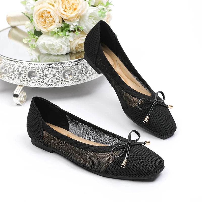 Die Conforta Tokyo Square Knit Flats (Absatz 0 cm)