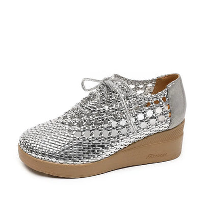 Cleopatra Plateau Sommerschuhe aus Leder – Atmungsaktiv, weiche Sohle, elegantes Design
