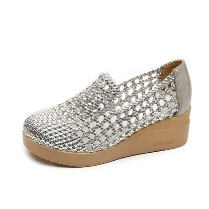 Cleopatra Plateau Leder Sommermokassin – Atmungsaktiv, weiche Sohle, elegantes Design