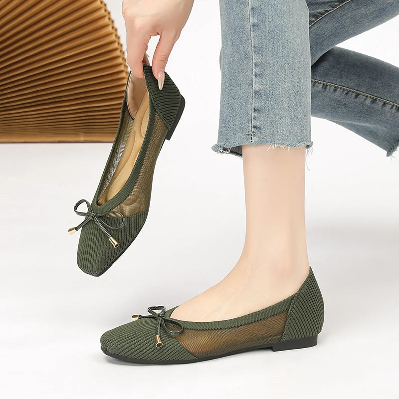 Die Conforta Tokyo Square Knit Flats (Absatz 0 cm)
