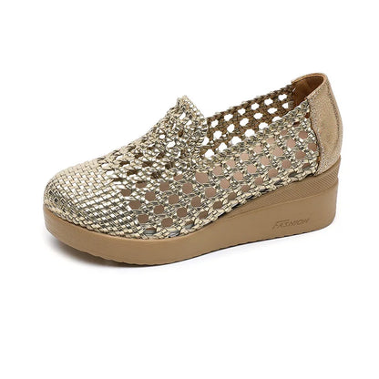 Cleopatra Plateau Leder Sommermokassin – Atmungsaktiv, weiche Sohle, elegantes Design