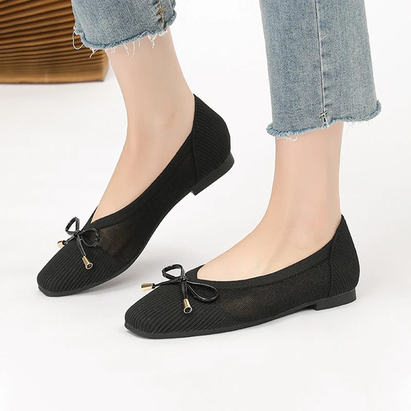 Die Conforta Tokyo Square Knit Flats (Absatz 0 cm)