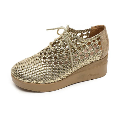 Cleopatra Plateau Sommerschuhe aus Leder – Atmungsaktiv, weiche Sohle, elegantes Design