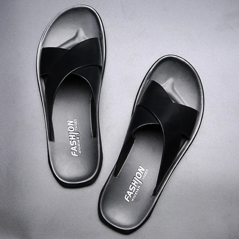 Casablanca - Cross-Strap Leather Sandals for Men