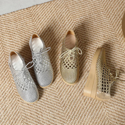 Cleopatra Plateau Sommerschuhe aus Leder – Atmungsaktiv, weiche Sohle, elegantes Design