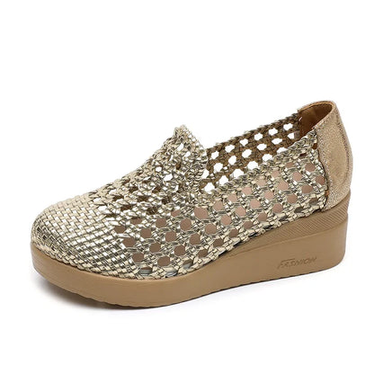 Cleopatra Plateau Leder Sommermokassin – Atmungsaktiv, weiche Sohle, elegantes Design
