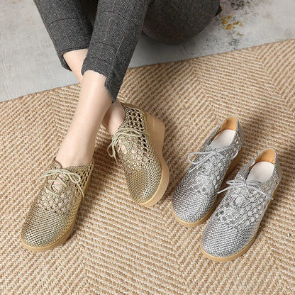 Cleopatra Plateau Sommerschuhe aus Leder – Atmungsaktiv, weiche Sohle, elegantes Design