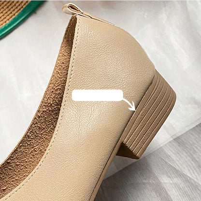 The Bianco Paris Square-Toe Leather Flats (heel 1 cm)