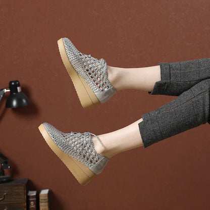 Cleopatra Plateau Sommerschuhe aus Leder – Atmungsaktiv, weiche Sohle, elegantes Design