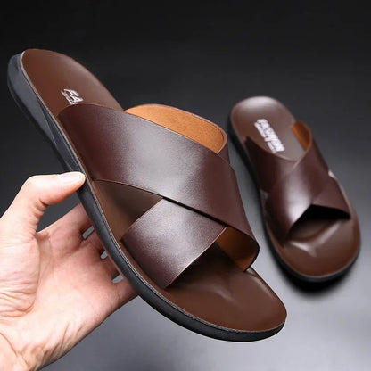 Casablanca - Cross-Strap Leather Sandals for Men